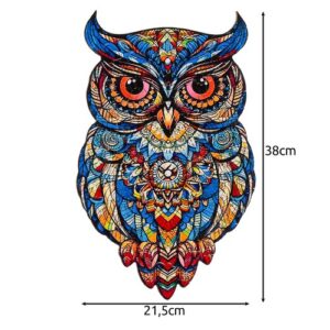 Sestavljena lesena sestavljanka Kruzzel z motivom sove - dimenzije 38 x 21,5 cm